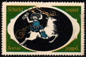 Vintage German Poster Stamp Czechoslovakia Hirsch Brand Layer Deer Animal Soap
