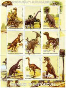 Malagasy 1999 DINOSAURS Sheet (9) Perforated Mint (NH) #2