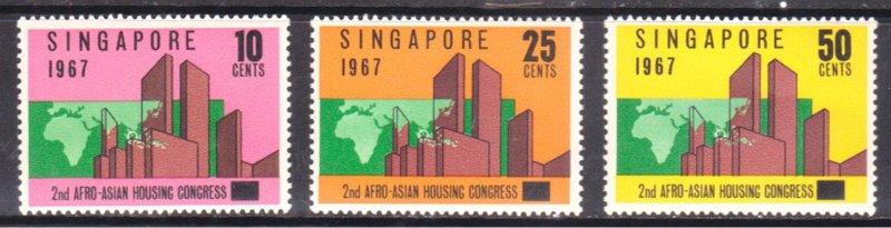 SINGAPORE - 1967 2nd AFRO-ASIAN HOUSING COMPLEX - 3V - MINT NH