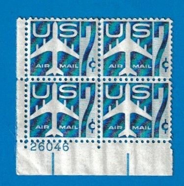 US SCOTT#C51 1958 7c JET LINER PLATE BLOCK L/L- MH