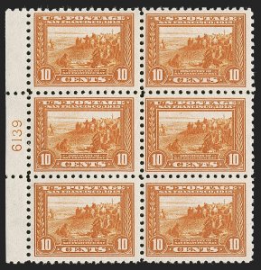 MOMEN: US STAMPS #404 INTACT PLATE BLOCK OF 6 MINT OG VLH VF LOT #97029*