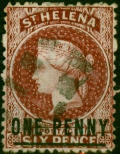 St Helena 1864 1d Lake SG6 Type A Fine Used (2)