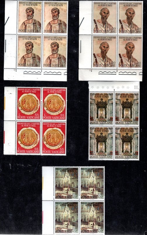 VATICAN 448-52  MNH 1900th Anniversary Apostles Peter & Paul Blocks Complete set