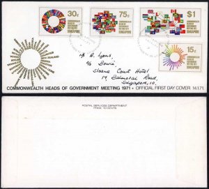 Singapore 1971 Commonwealth Heads of Government set on illustrated FDC