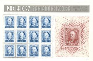 US: 1997 PACIFIC 97 - FRANKLIN; Sheet Sc 3139; 50 Cents Values