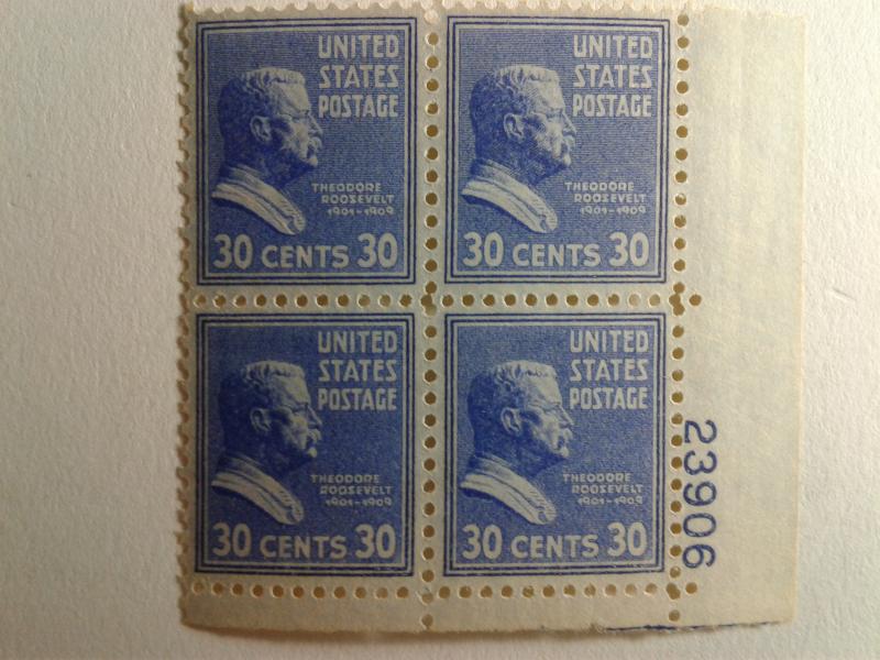 SCOTT # 830 PLATE BLOCK GEM 30 CENT MINT NEVER HINGED ROOSEVELT PRESIDENTIAL