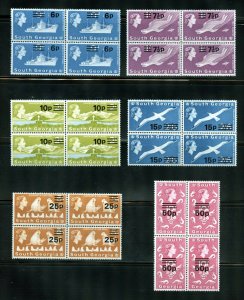 SOUTH GEORGIA  SCOTT#17/30 DECIMAL OVERPRINTS SET OF BLOCKS  MINT NEVER HINGED