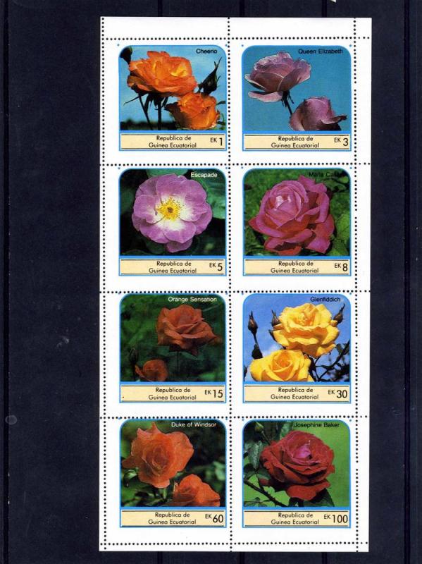 Equatorial Guinea Roses Sheet (8) Perforated mnh.vf