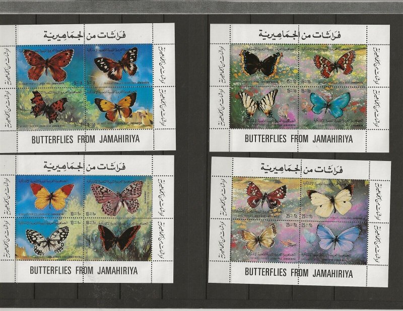 LIBYA Sc 966 NH MINISHEET+4SOUVENIR SHEETS of 1981 - BUTTERFLIES