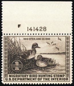 RW6, Mint VF NH (No bends or skips) $1 Duck Stamp With PL# - Stuart Katz