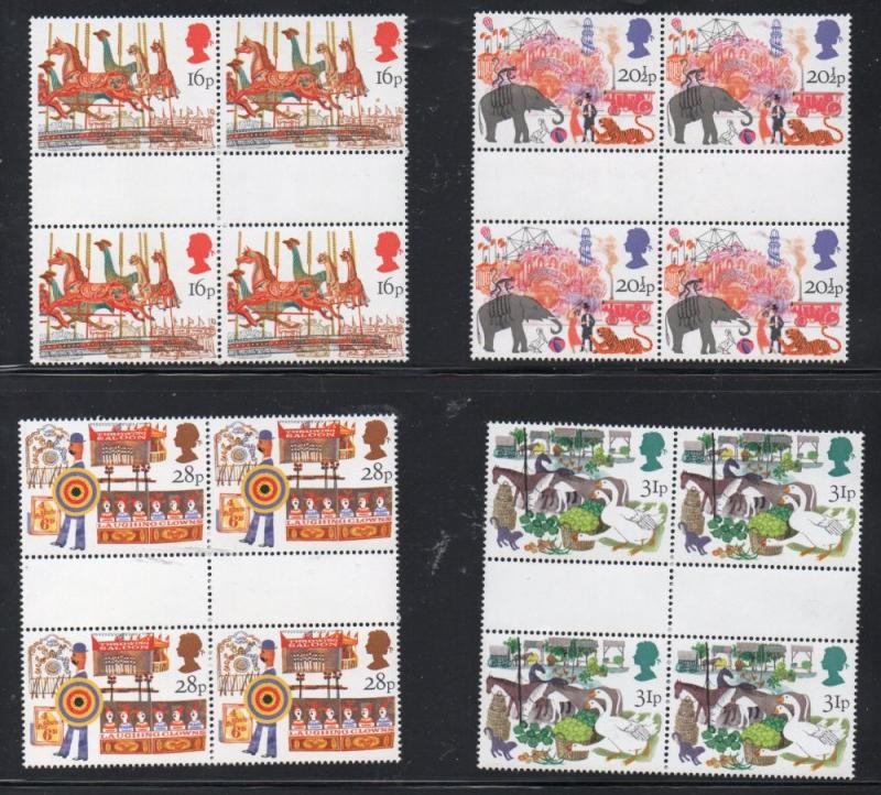 Great Britain Sc 1031-34 1983 British Fairs stamps gutter blocks of 4 mint NH