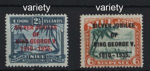 Niue 1935 Silver Jubilee 2½d narrow E variety & 6d Narrow N variety fine mint