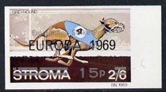 Stroma 1971 Dogs 15p on 2s6d (Greyhound) imperf single ov...