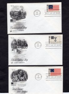 1345-1354 Historic Flags, FDC set/10 Art Craft cachets