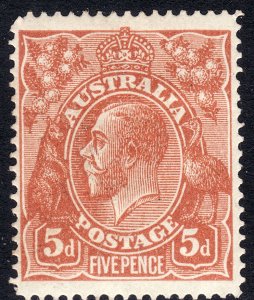 1915 Australia 5p KGV King George V MMH perf 14 Wmk 9 Sc# 36 CV $42.50