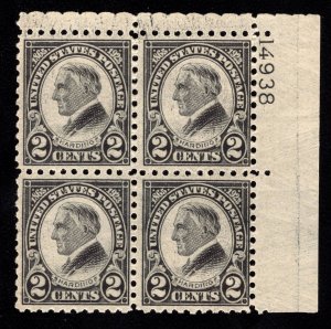 MOMEN: US STAMPS # 612 MINT OG NH PLATE BLOCK OF 4 $500 LOT # 22269