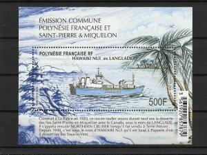 TAHITI / 2019 - (Miniature Sheet) JOIN ISSUE WITH SPM HAWAIKI (Naval, Ship), MNH