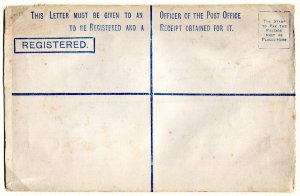 GB QV 2d Blue Registered Postal Stationery Envelope Unused HG.5s EP461