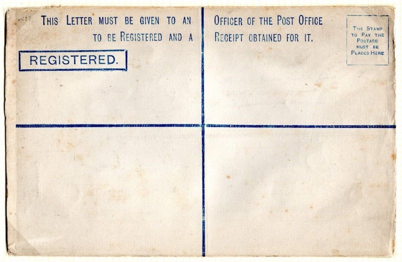 GB QV 2d Blue Registered Postal Stationery Envelope Unused HG.5s EP461