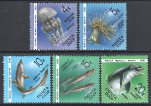 Russia #5954-5958  MNH - Marine Life (1991)