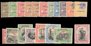 Malta #148-166 Cat$248.50, 1928 Postage and Revenue, complete set, hinged