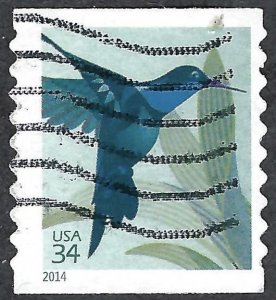 United States #4858 34¢ Hummingbird (2014).  Coil. Used.