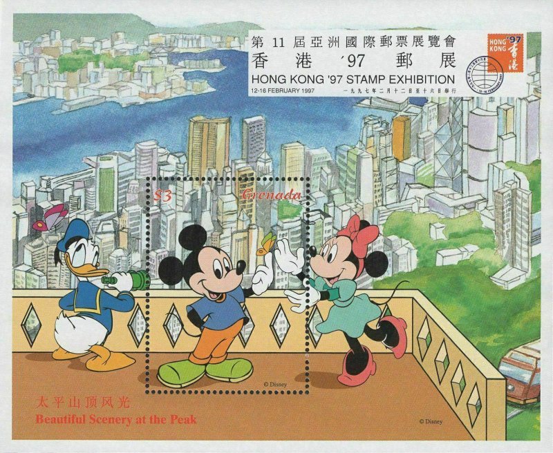 Grenada Beautiful Scenery Peak Hong Kong Mickey Minnie Donald Sov Sheet MNH 