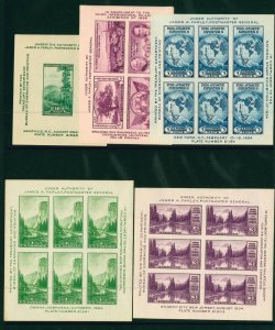 US Scott # 735, 750, 751, 778, & 797  FARLEY Era Mint NH Souvenir Sheet's