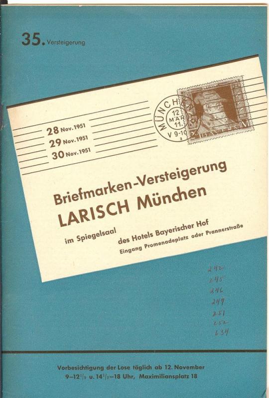 Larish: Sale # 35  -  35. Versteigerung, A. Larish-Munche...