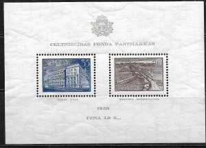 LATVIA B96 MINT HINGED, 1938 SOUVENIR SHEET