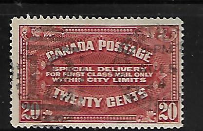 CANADA, E2, USED, SPECIAL DELIVERY FOR FIRST CLASS MAIL ONLY