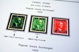 COLOR PRINTED CANAL ZONE 1904-1978 STAMP ALBUM PAGES (21 illustrated pages)