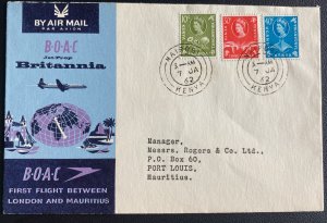 1962 Nairobi Kenya First Flight Cover To Mauritius BOAC Britannia Airliner