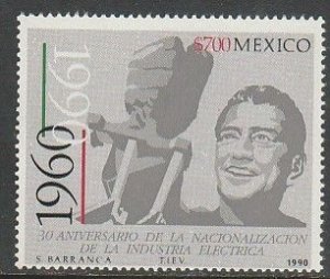 MEXICO 1663, NATIONALIZATION OF ELECTRIC INDUSTRY, 30th ANNIV.. MINT, NH. VF.