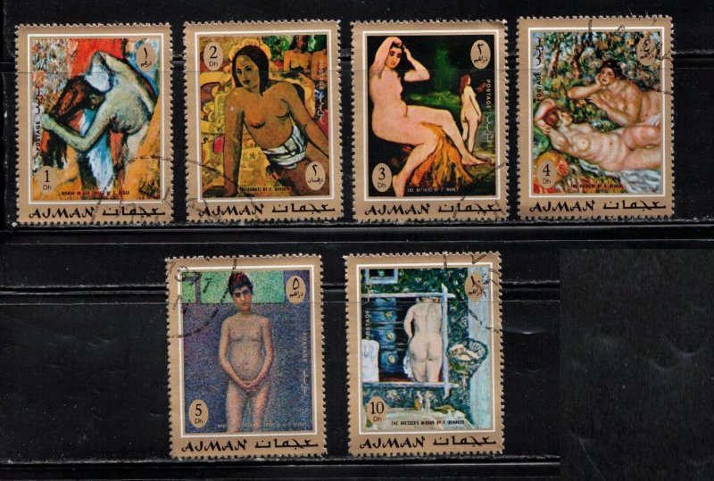 AJMAN Lot Of 5 Used Nudes By Various Artists - Nude Art Paintings On Stamps 27