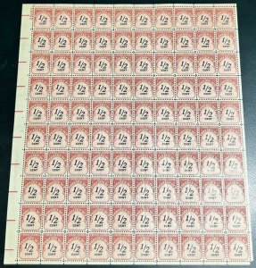 US 1959 1/2c Postage Due - 100 Stamp Sheet MNH - Scott #J88