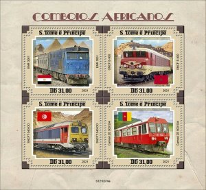 Sao Tome & Principe 2021 MNH African Trains Stamps Camrail Railways Rail 4v M/S