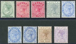 Malta SG 20/28 Set plus 1d and 2 1/2d shades M/M (1/- tiny gum thin) Cat 320