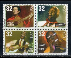 3212 - 3215 * FOLK MUSICIANS *   U.S. Postage Stamps Block MNH  (1)