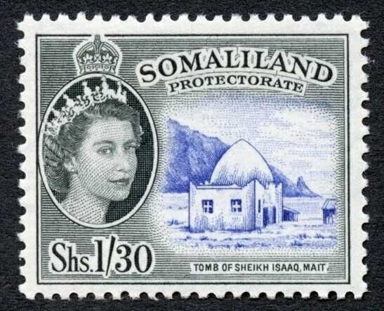 Somaliland SG145 1s30 Ultramarine and Black U/M Cat 25 pounds