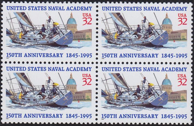 Scott 3001 Naval Academy Block of 4 MNH