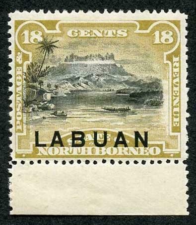 Labuan SG72 18c olive-bistre perf 14.5 Lightly M/M Cat 55 Pounds