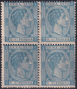 Cuba 1878 Sc 76 block MLH* toning spots toned gum