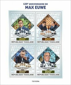 Togo 2021 MNH Chess Stamps Max Euwe Dutch Player Games Sports 4v Silver M/S