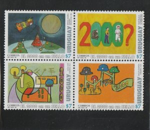 Uruguay  1792  MNH  Block of 4  El  2000  en  un  Sello