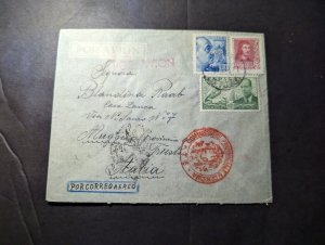 1940 Spain Airmail Cover Las Palmas Canary Islands to Muggia Trieste Italy