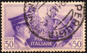 1941, Italy 50c, Used, Mussolini and Hitler, Sc 416