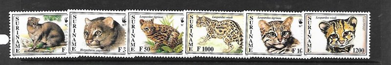 SURINAME Sc 1010-15 NH ISSUE OF 1995 - ANIMALS - WILD CATS - WWF