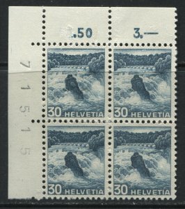 Switzerland 30 centimes corner unmounted mint NH plate block of 4