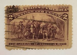 USA 1893 Scott 231 used - 2c, Columbian Exposition, Landing of Columbus